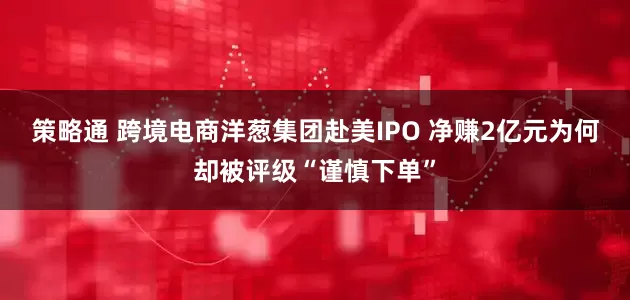 策略通 跨境电商洋葱集团赴美IPO 净赚2亿元为何却被评级“谨慎下单”